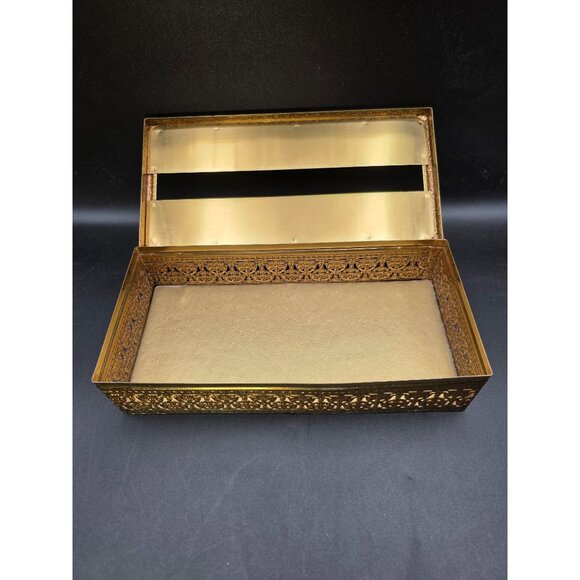 Decorative Brass Tissue Box With Rose Motif Vanity Beautiful Design 5x10.25 in - Picture 3 of 10